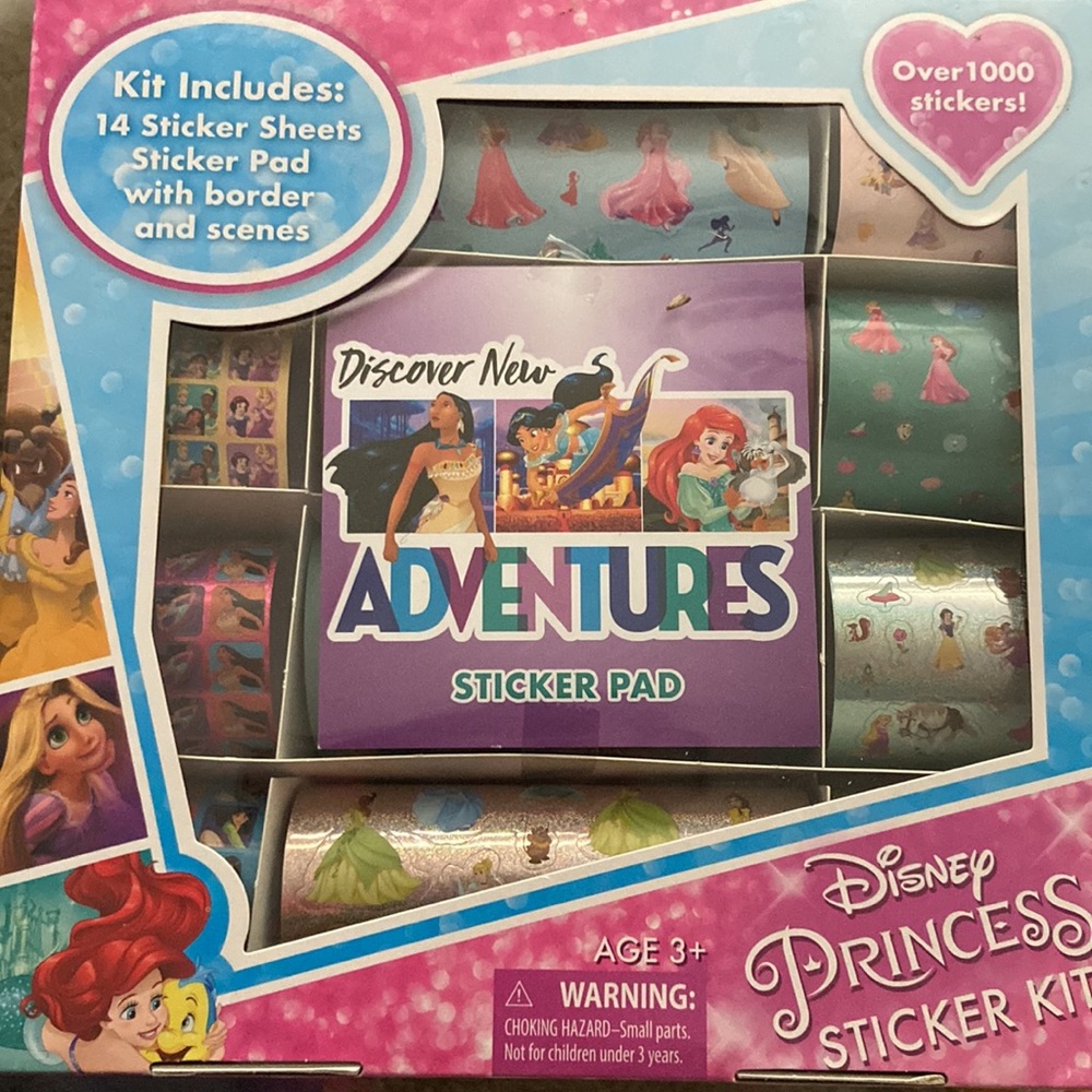 Princess sticker box 2x stationary boxes + loose Disney flakes sticker gift 💝